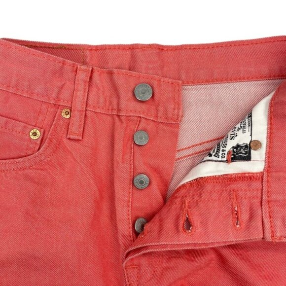 LEVI'S 501 Original Button Fly Cuffed Hem Denim Short Sz 27 Salmon Pink - Picture 2 of 6